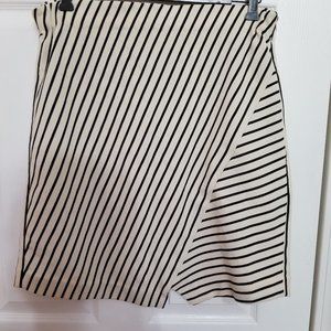 Loft Black & Off White Stripped Asymetrical Skirt.